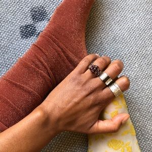 Sterling Silver/Gold Garnet Cluster Ring